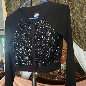K8  Super cute Bling Girls snap close Cardigan Cotton blend by Justice  Sz 10